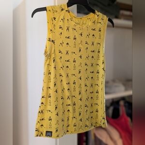 Oiselle Yellow Tank Top with Black Graphic